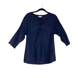 Eileen Fisher 100% organic linen, navy blue tunic shirt very good condition XS